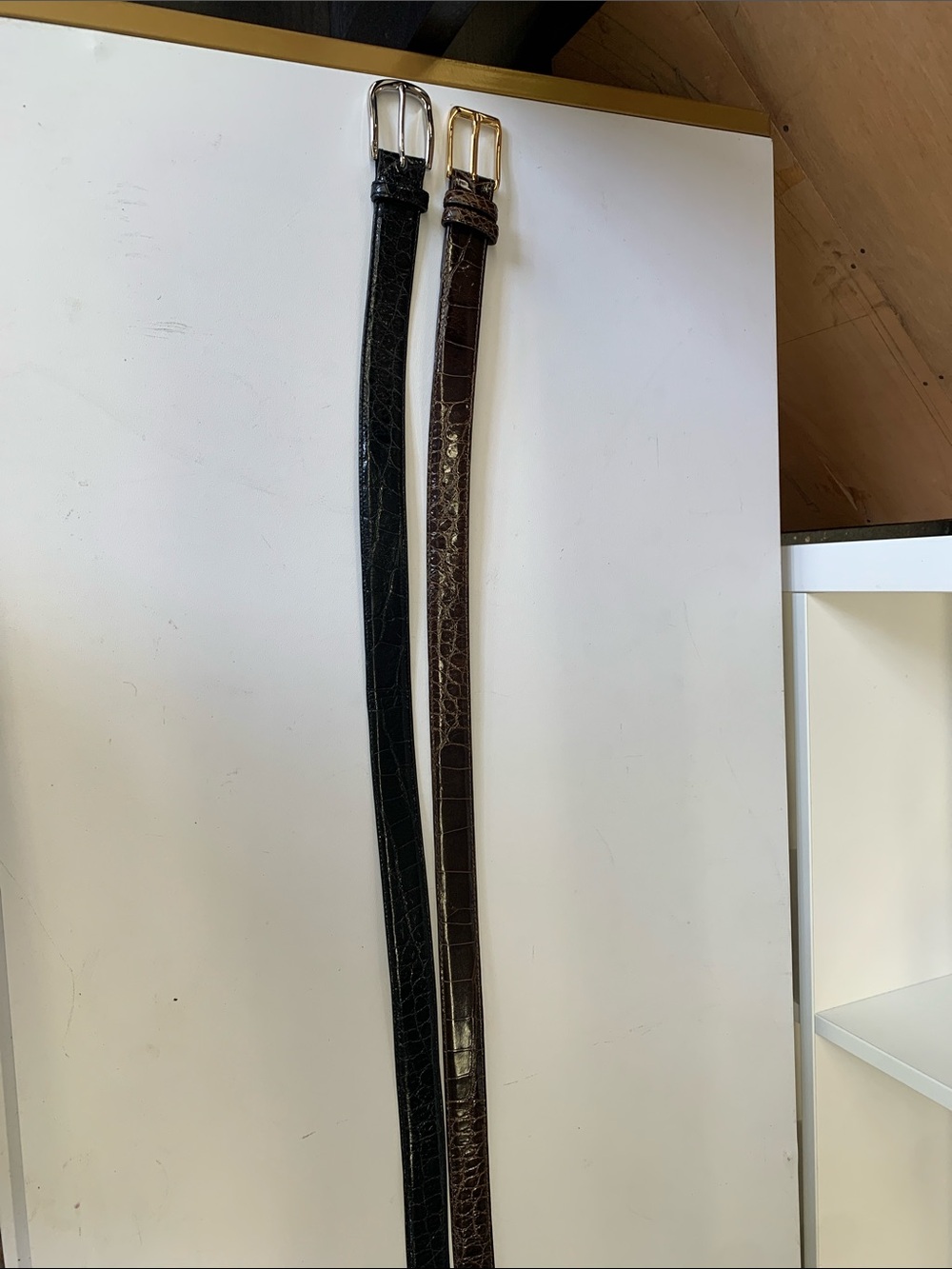 Men's Leather Dress Belt - Black and Dark Brown